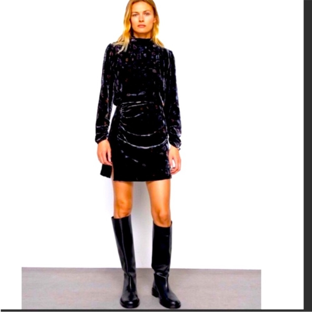 NWT ZARA PAISLEY PRINT VELVET MINI DRESS - Picture 4 of 6